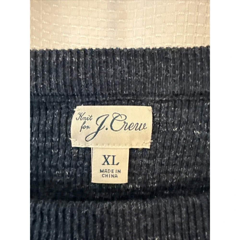 J Crew‎ Sweater Men XL Blue Knit Crewneck Cotton Heavyweight Preppy Pullover